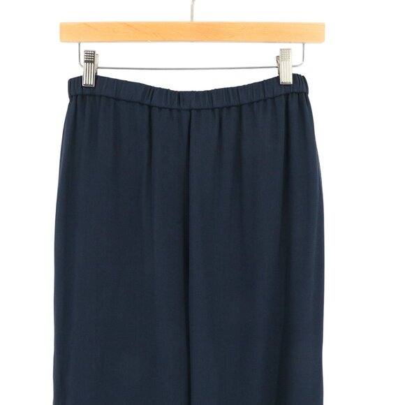 NWT St. John Evening Chiffon Silk Layered Wide Leg Navy Dress Pants 10 - Picture 7 of 9